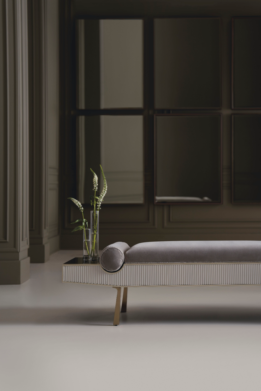   Gray Mohair Modern Bench | Oroa.com