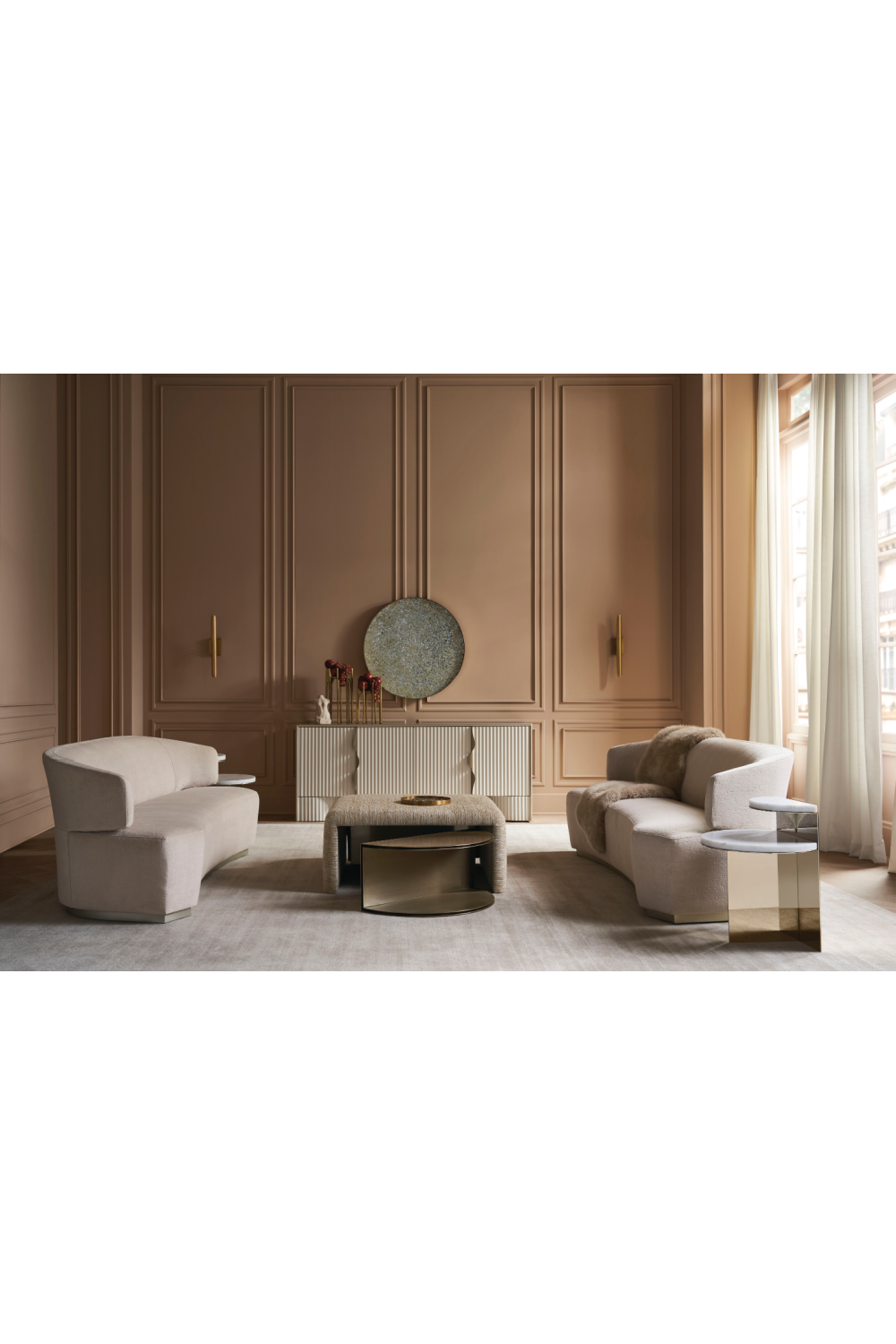   Gold Semi-Circle Cocktail Table | Oroa.com