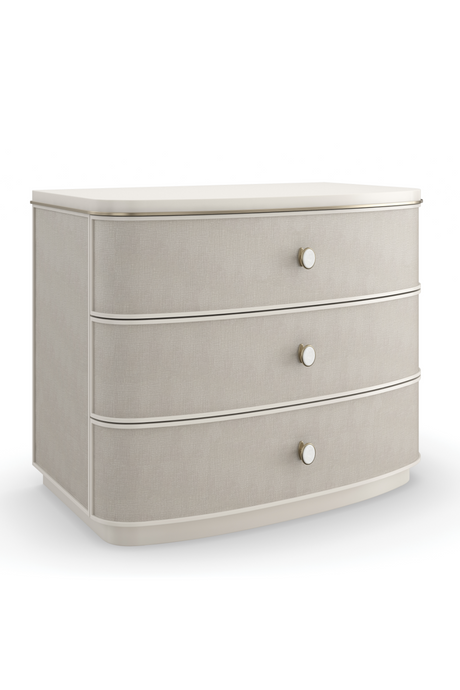   Cream Linen 3-Drawer Nightstand | Oroa.com