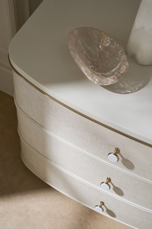   Cream Linen 3-Drawer Nightstand | Oroa.com