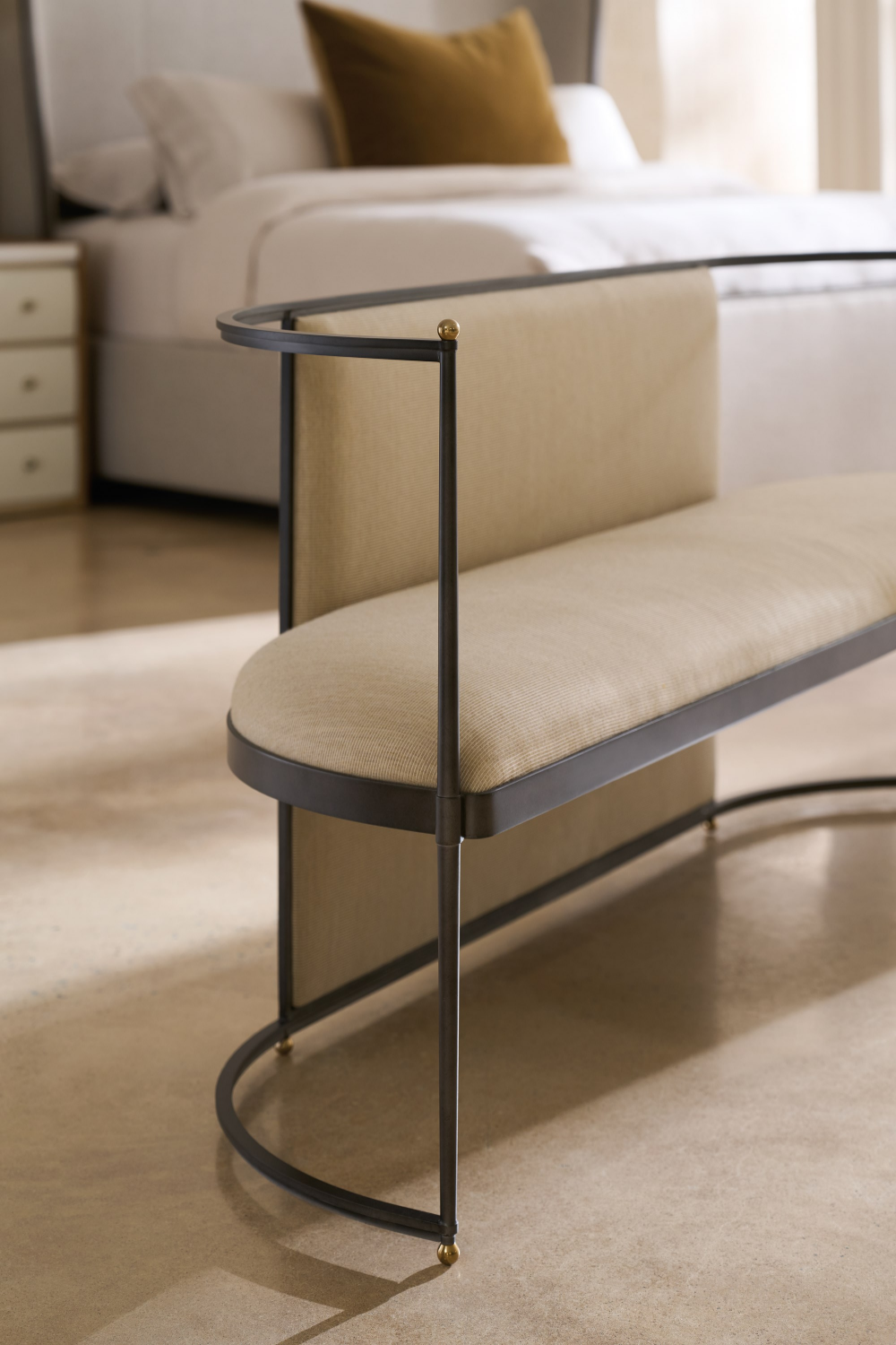  Metal Framed Wool Bench | Oroa.com