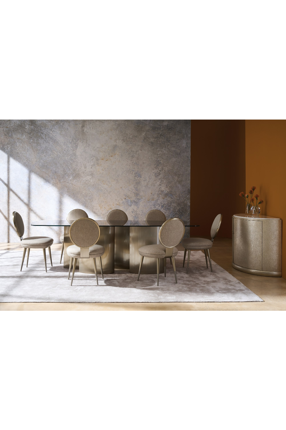   Gold 4-Column Base Dining Table | Oroa.com