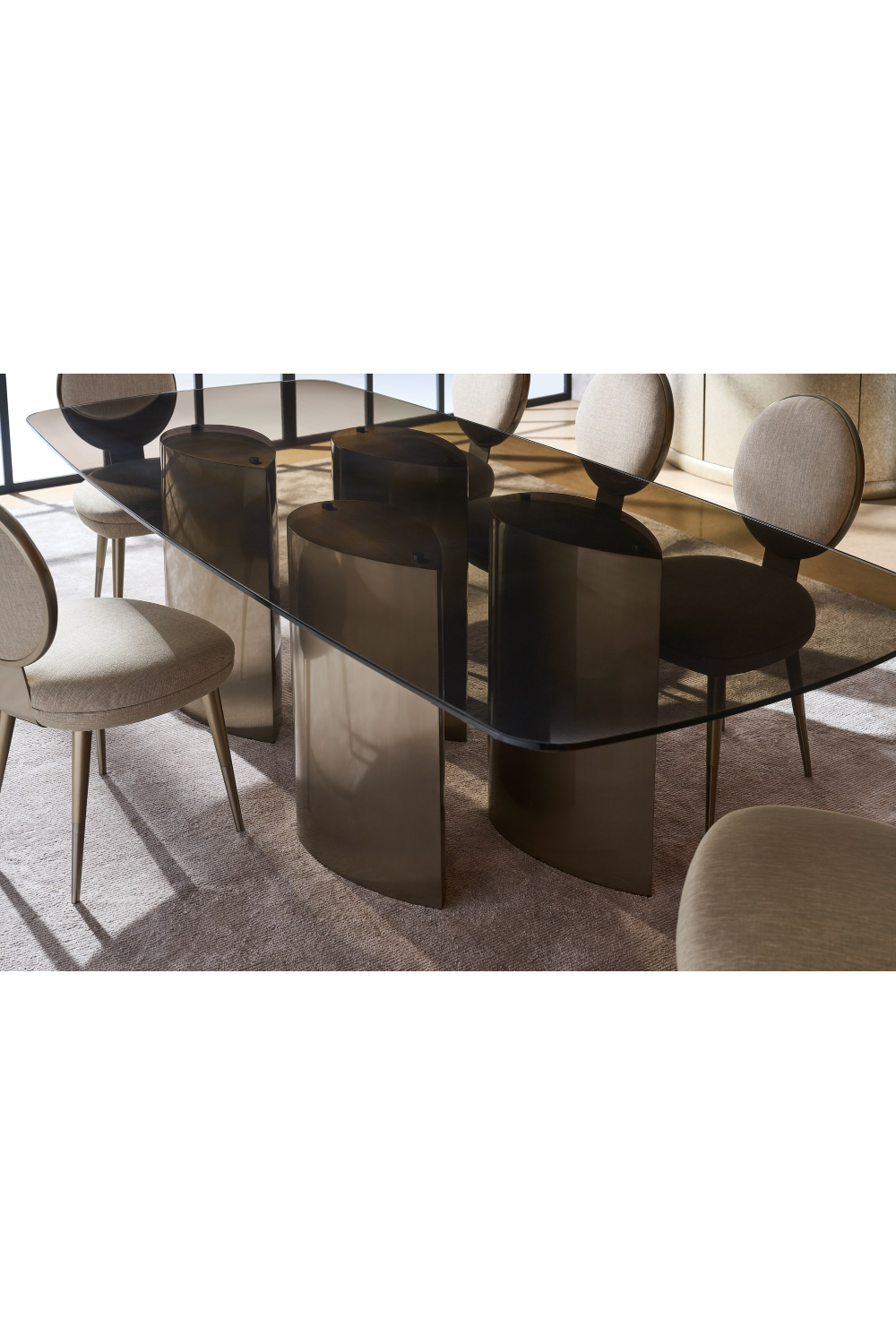   Gold 4-Column Base Dining Table | Oroa.com