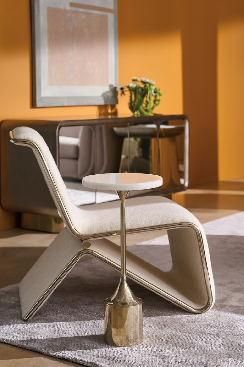   White Stone Pedestal Side Table | Oroa.com