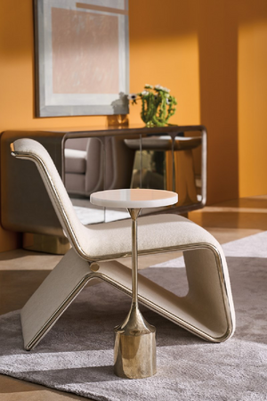  White Stone Pedestal Side Table | Oroa.com