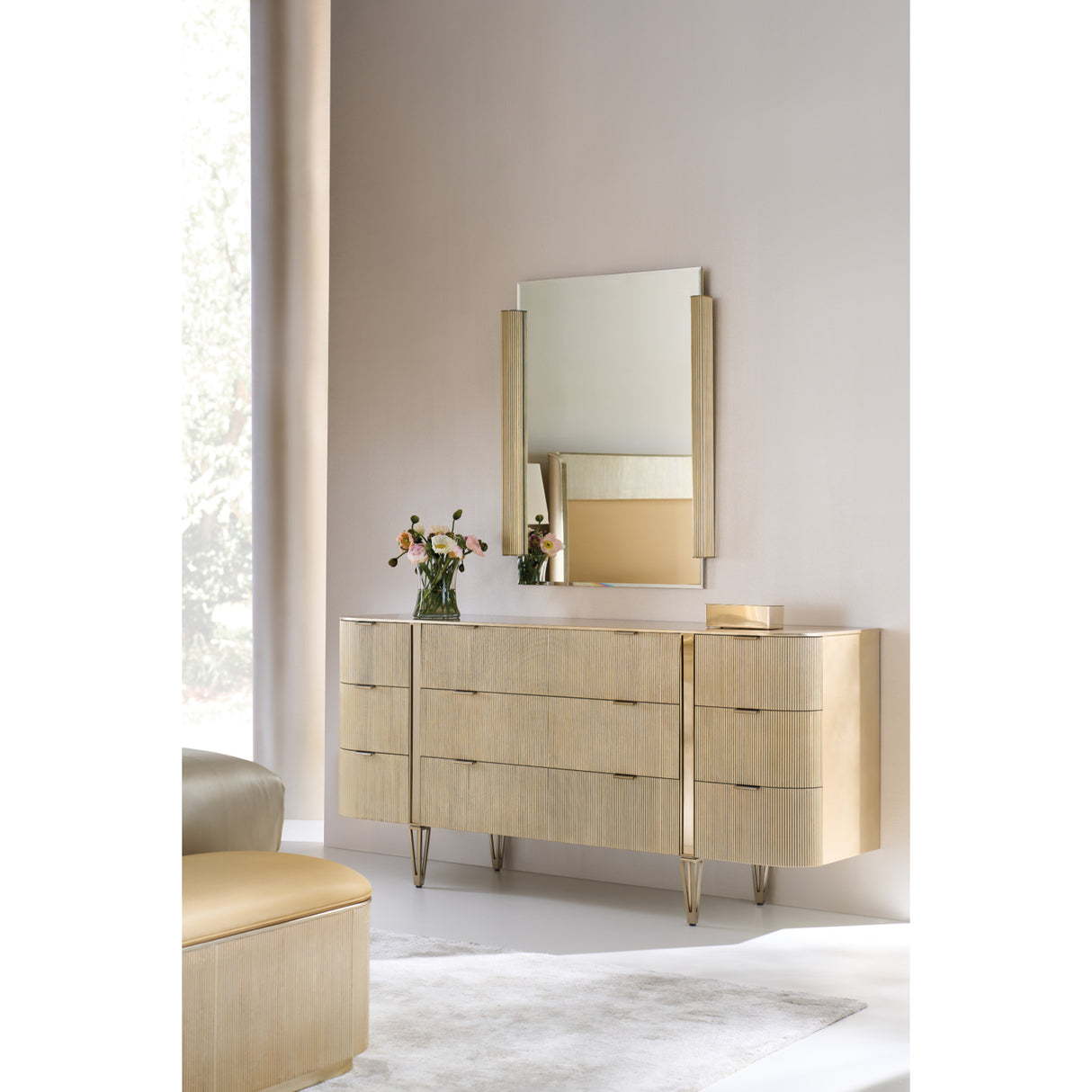   Fluted Side Beveled Mirror | Oroa.com