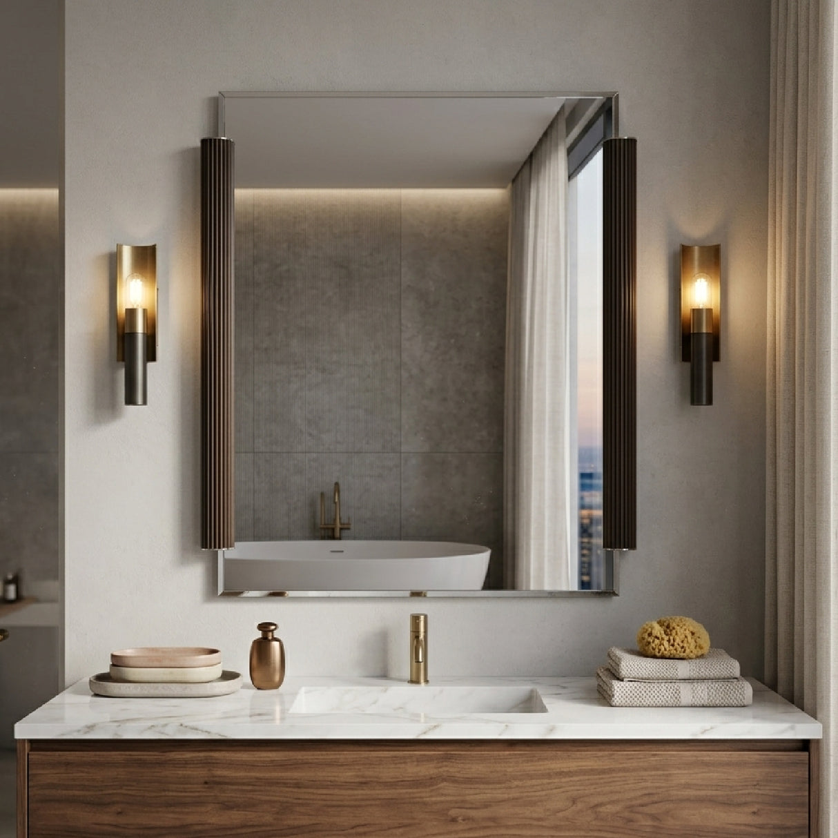   Fluted Side Beveled Mirror | Oroa.com