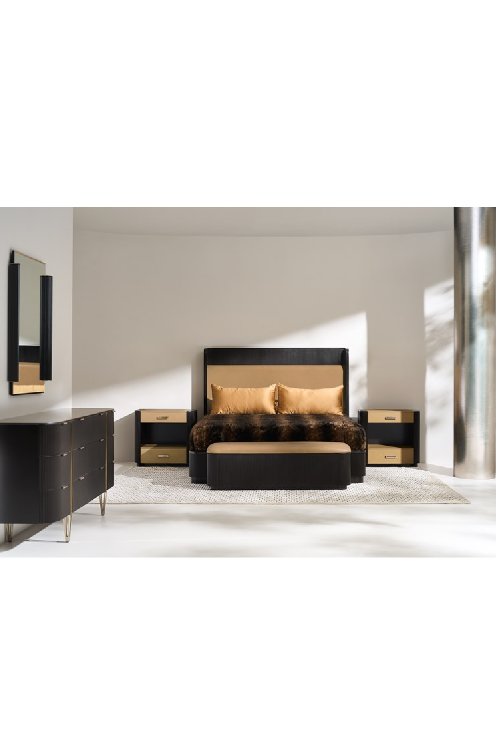   Fluted Sides 2-Drawer Nightstand L | Oroa.com