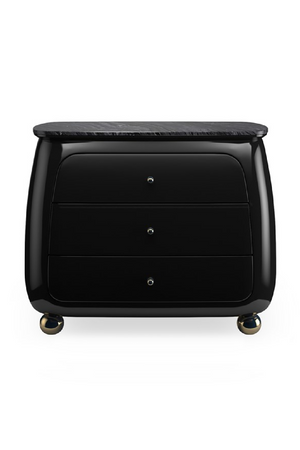   Black 3-Drawer Curved Nighstand | Oroa.com