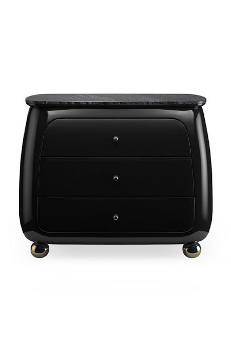   Black 3-Drawer Curved Nighstand | Oroa.com