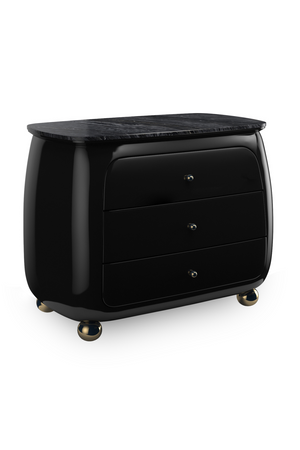   Black 3-Drawer Curved Nighstand | Oroa.com