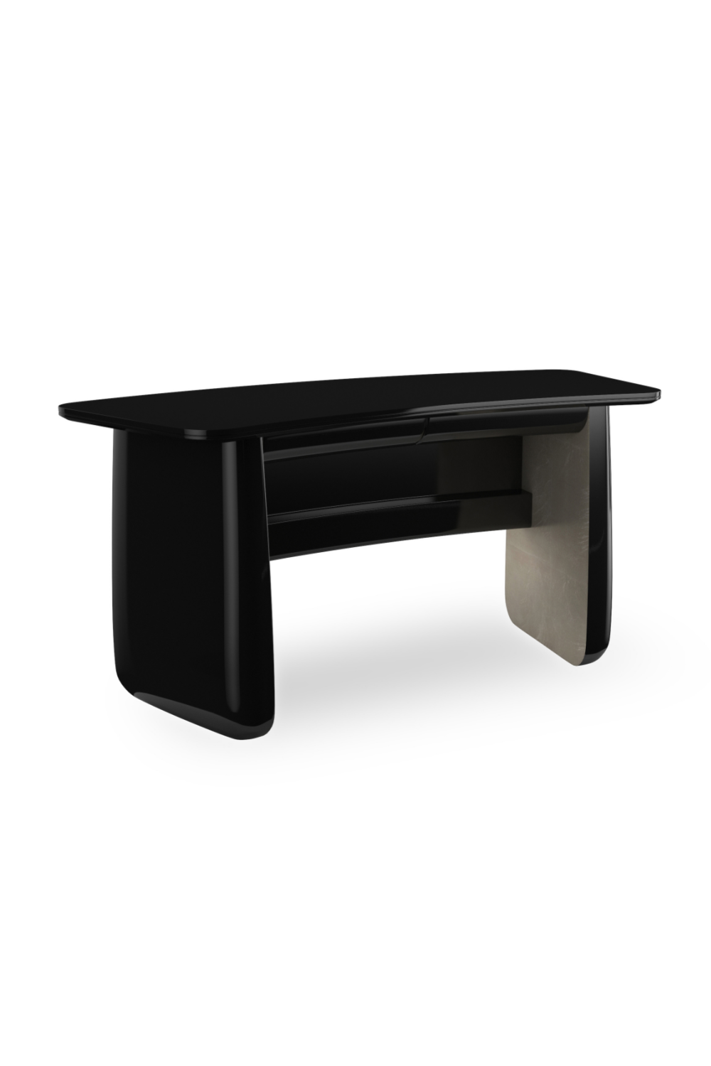   Black Glass 2-Drawer Desk | Oroa.com