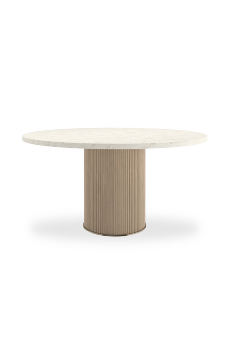   Round Cream Travertine Dining Table | Oroa.com