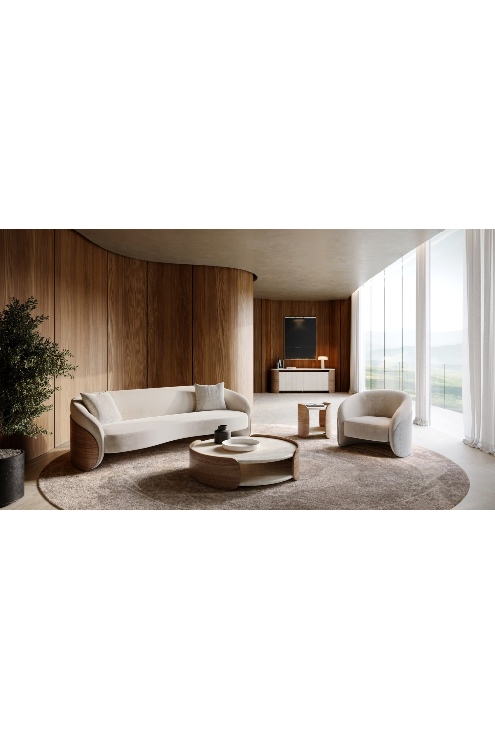   Travertine 4-Door Open Sideboard | Oroa.com