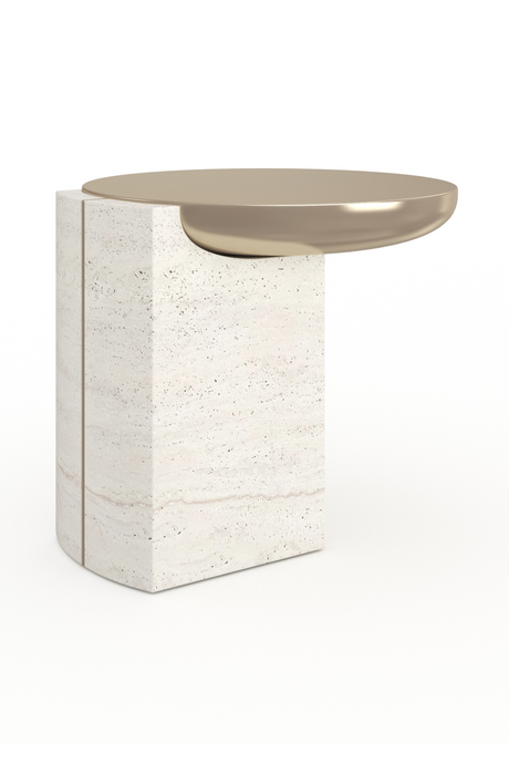   Travertine Base Side Table | Oroa.com