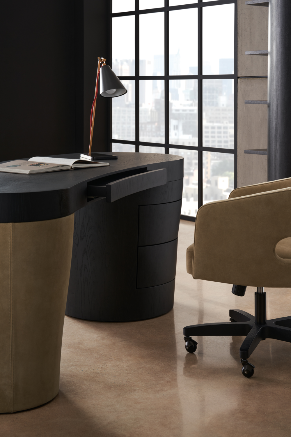   Suede Leg 3-Drawer Desk | Oroa.com