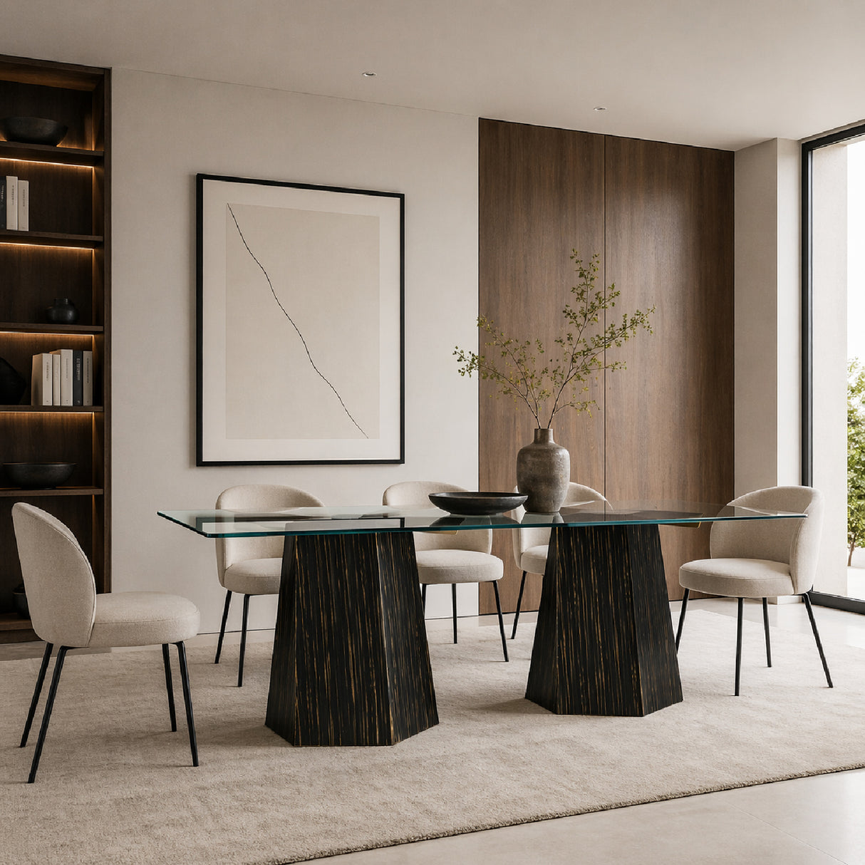   Striated Black Base Dining Table | Oroa.com