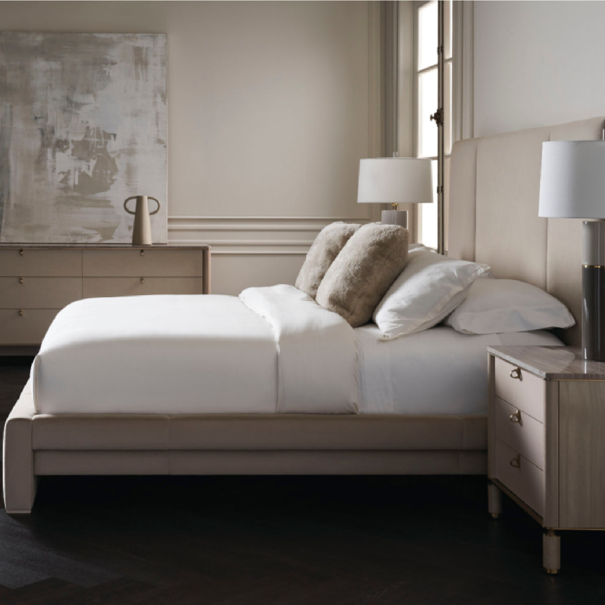   Ecru Upholstered Bed | Oroa.com