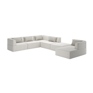   White Welted 6-Piece Sectional | Oroa.com