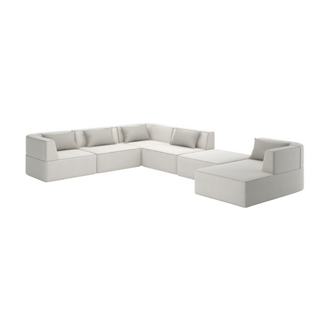   White Welted 6-Piece Sectional | Oroa.com