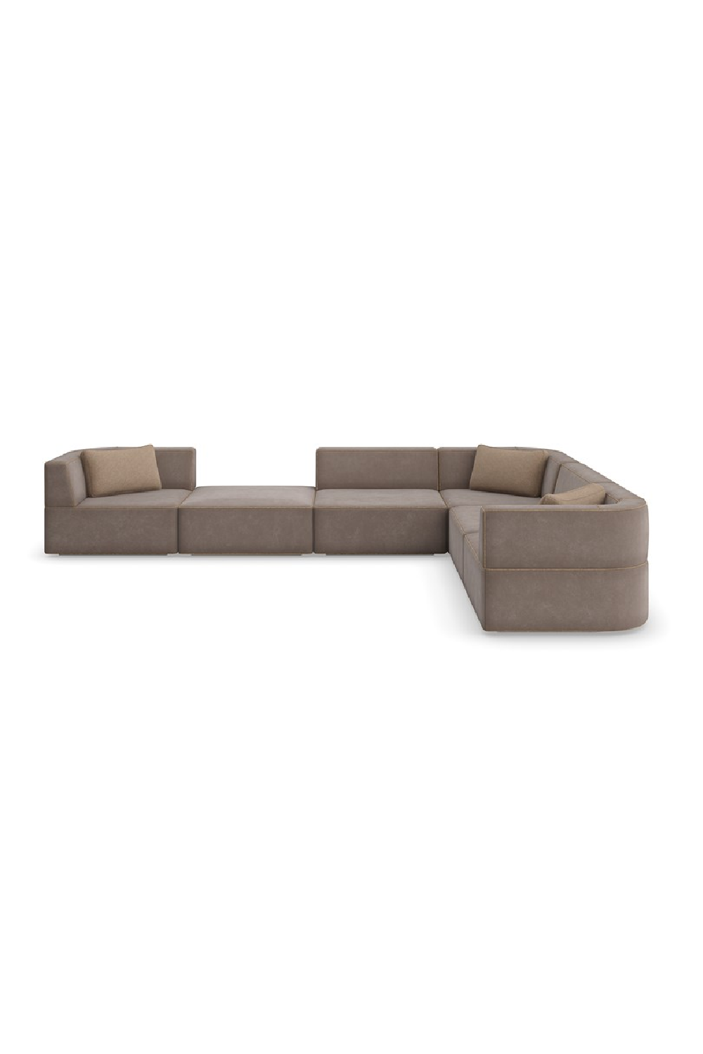   Brown Welted Sectional Sofa | Oroa.com