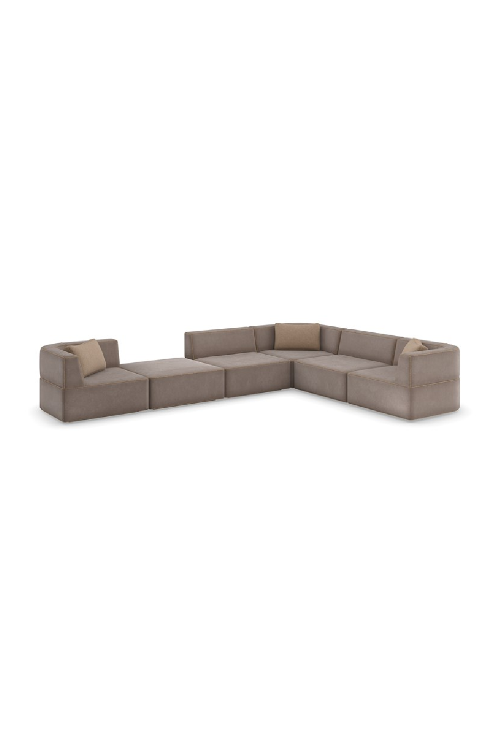   Brown Welted Sectional Sofa | Oroa.com