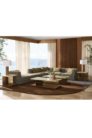   Brown Welted Sectional Sofa | Oroa.com