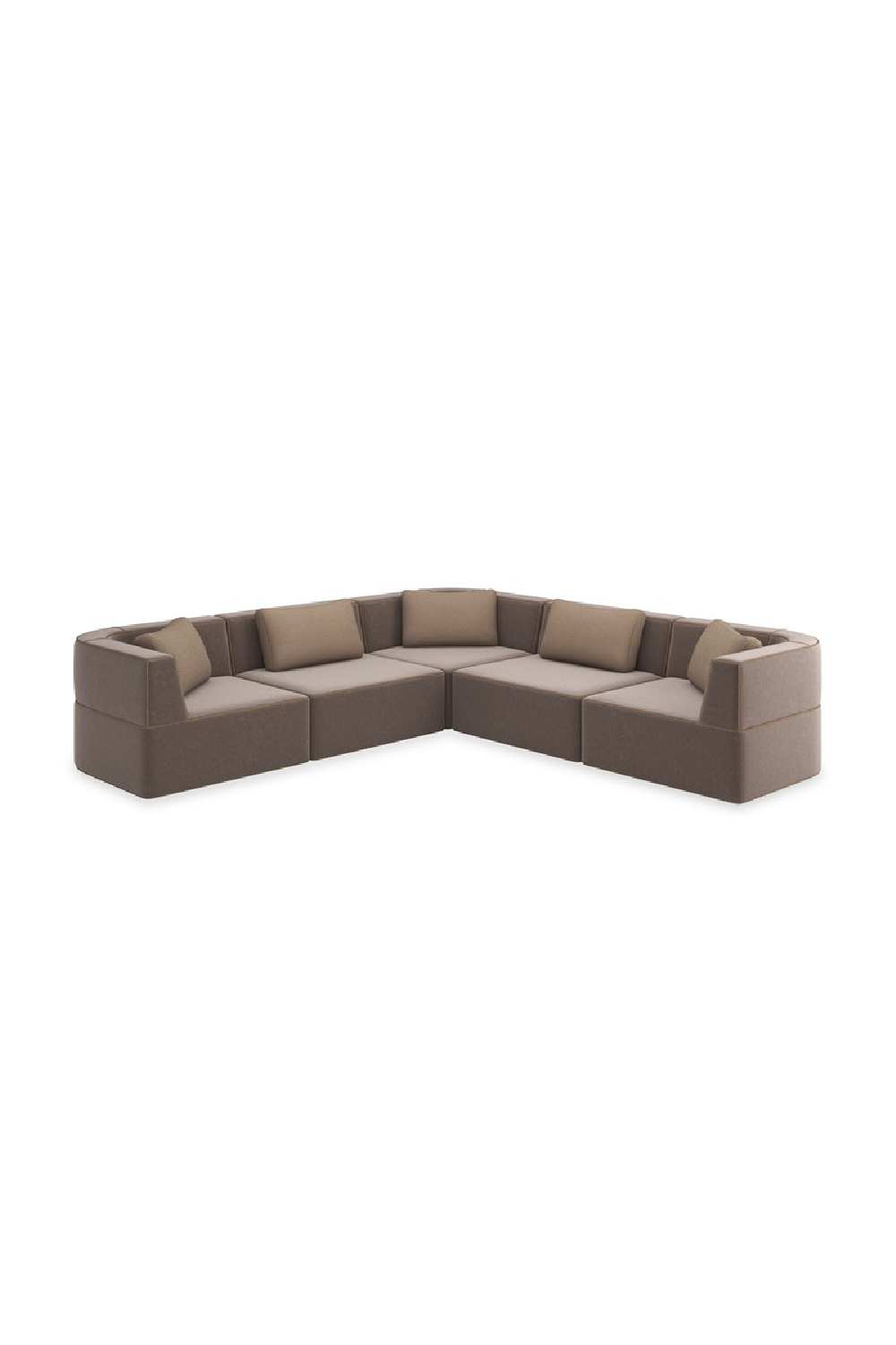   Brown Welted Sectional Sofa | Oroa.com