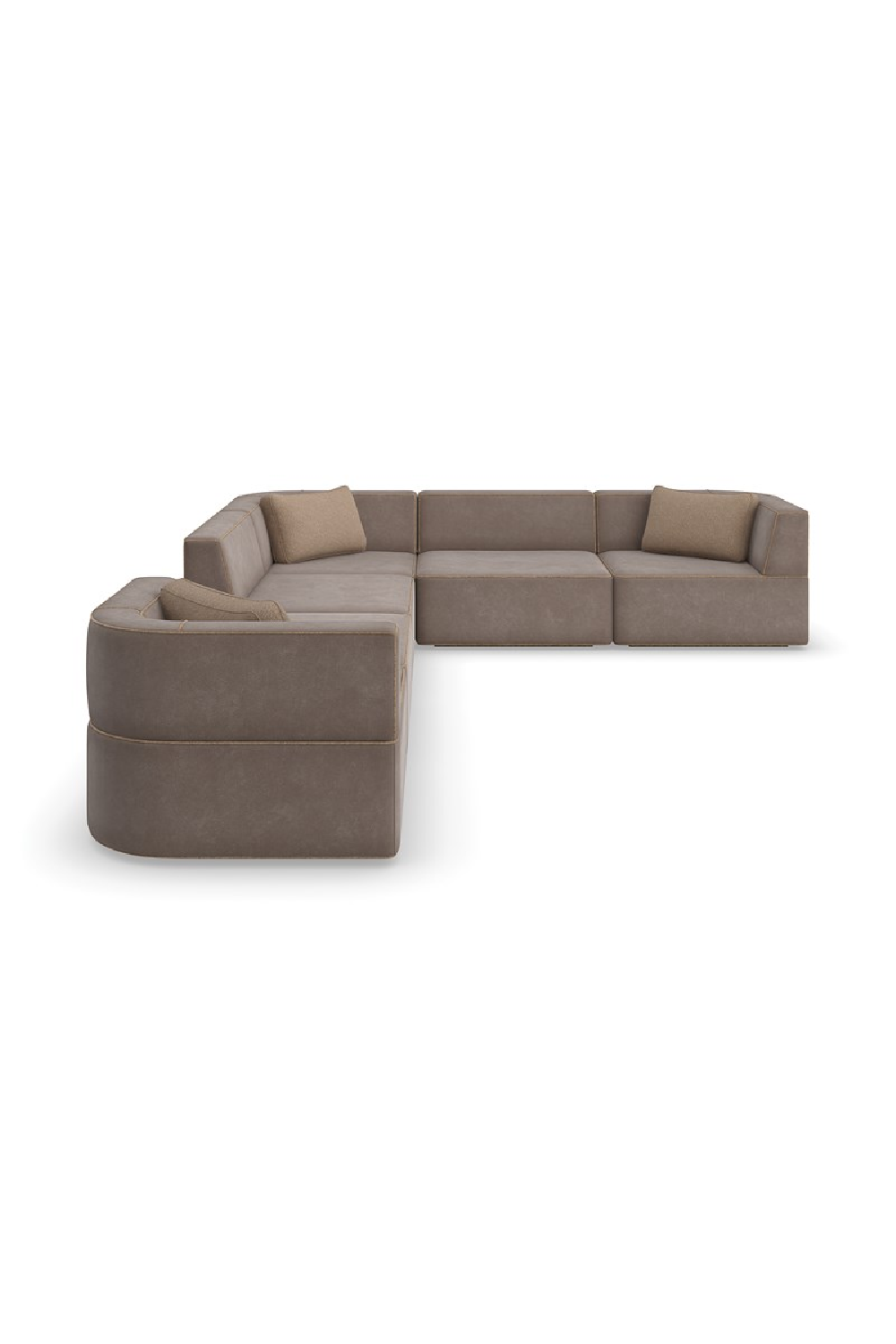   Brown Welted Sectional Sofa | Oroa.com