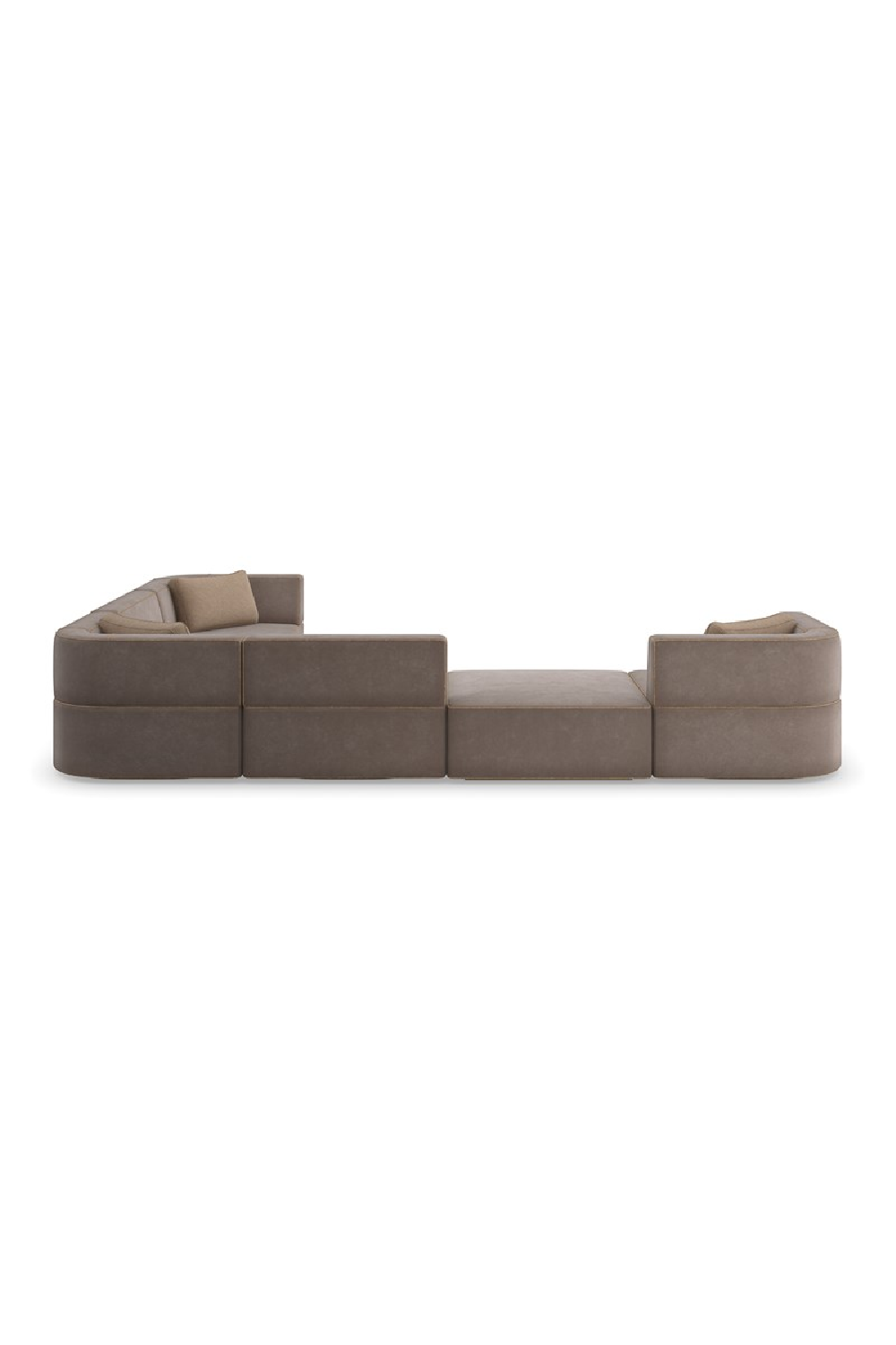  Brown Welted Sectional Sofa | Oroa.com