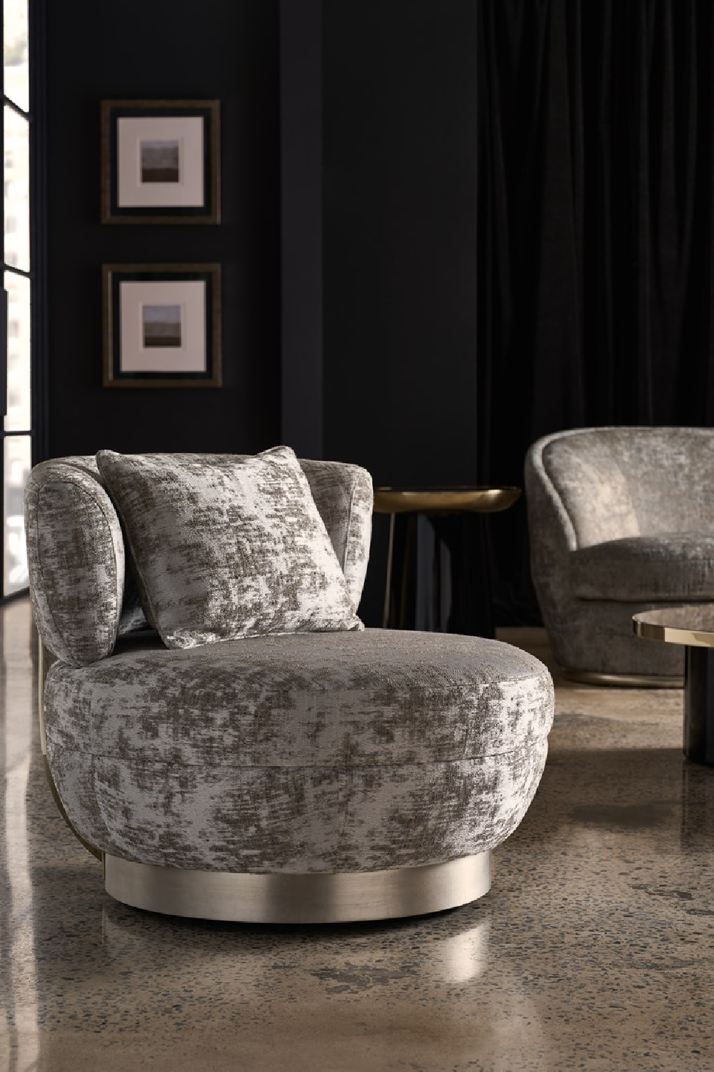   Chenille Swivel Lounge Chair | Oroa.com