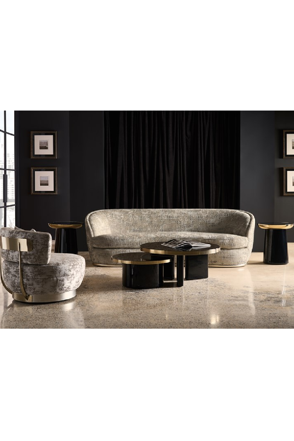   Chenille Swivel Lounge Chair | Oroa.com