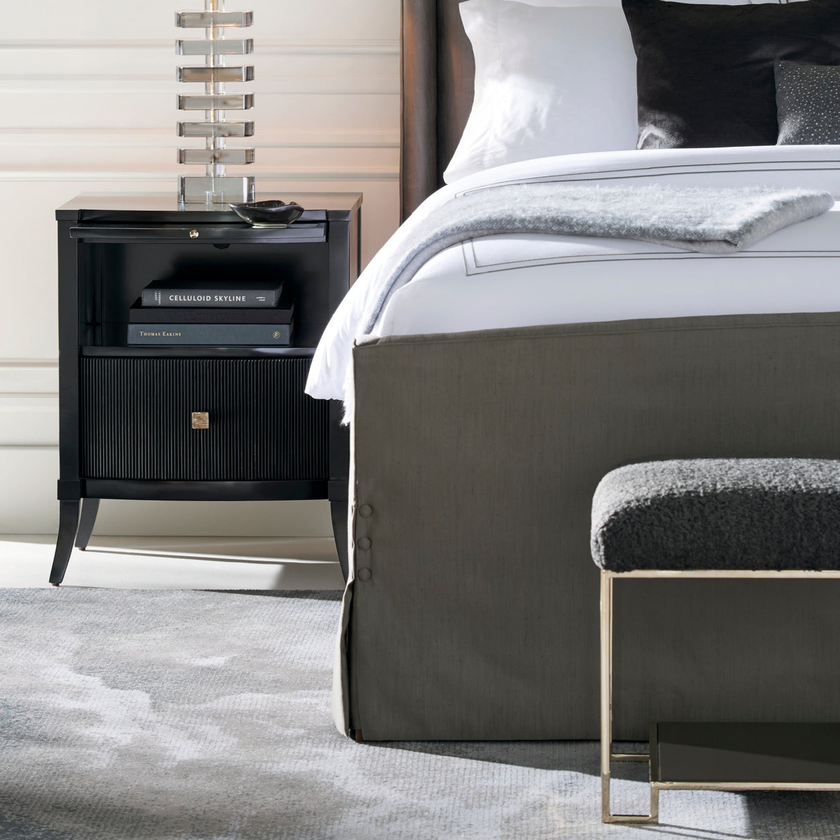   Square Shearling Ottoman | Oroa.com
