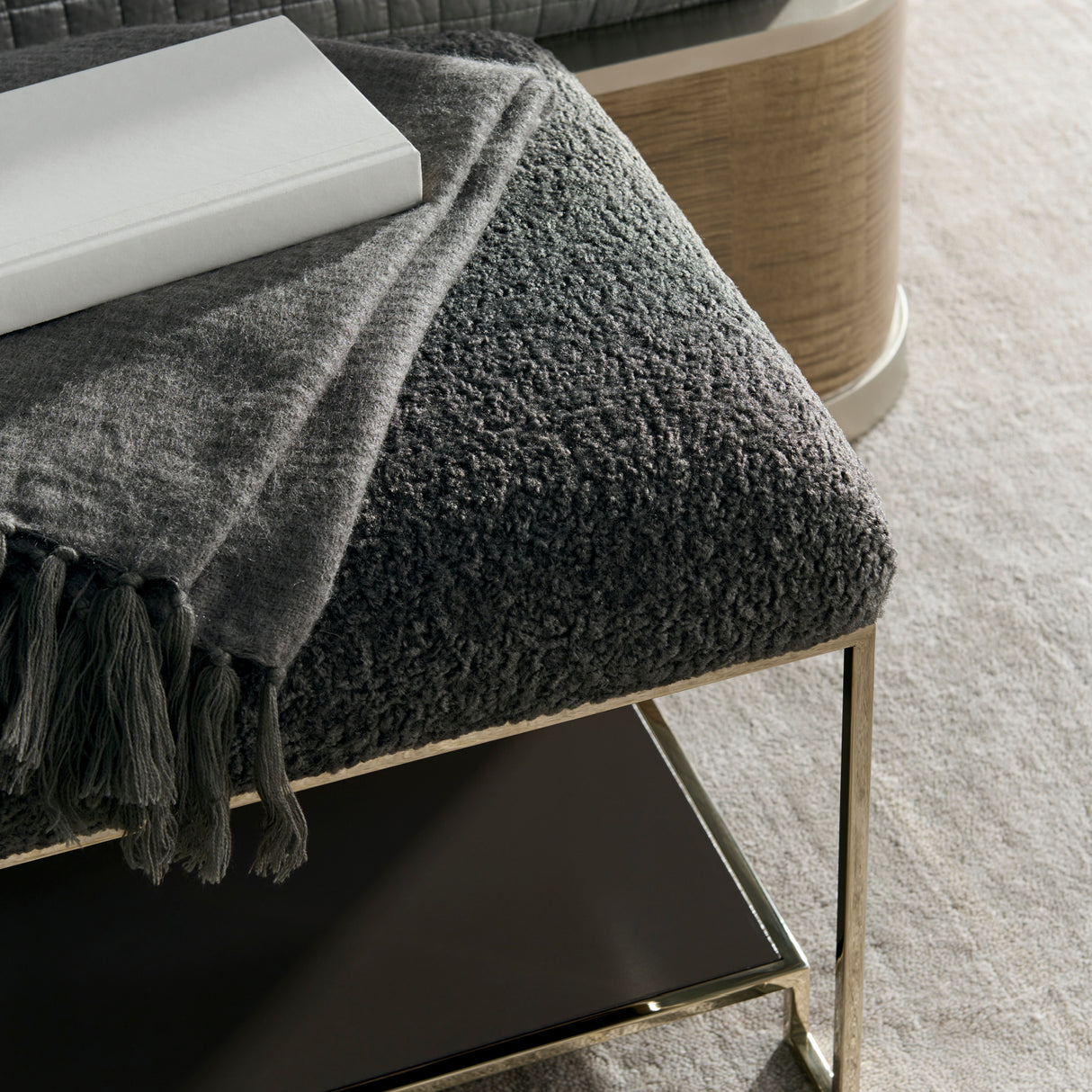   Square Shearling Ottoman | Oroa.com