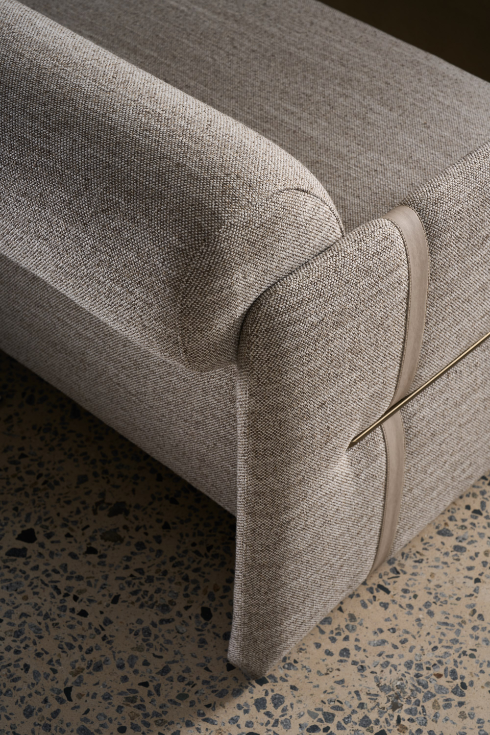   Taupe Leather Strapped Sofa | Oroa.com