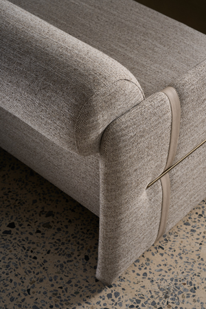   Taupe Leather Strapped Sofa | Oroa.com