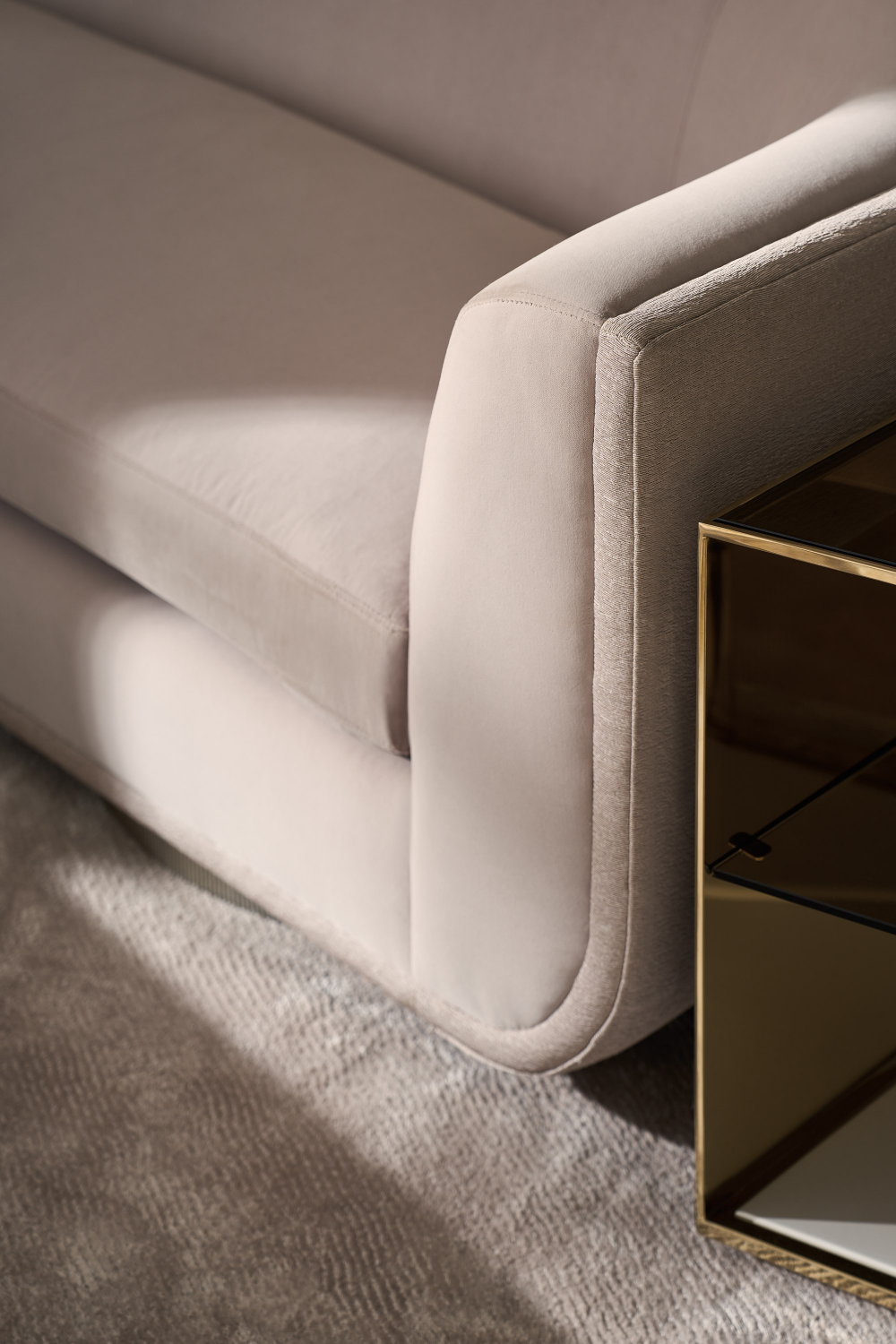   Taupe Velvet Curved Sofa | Oroa.com