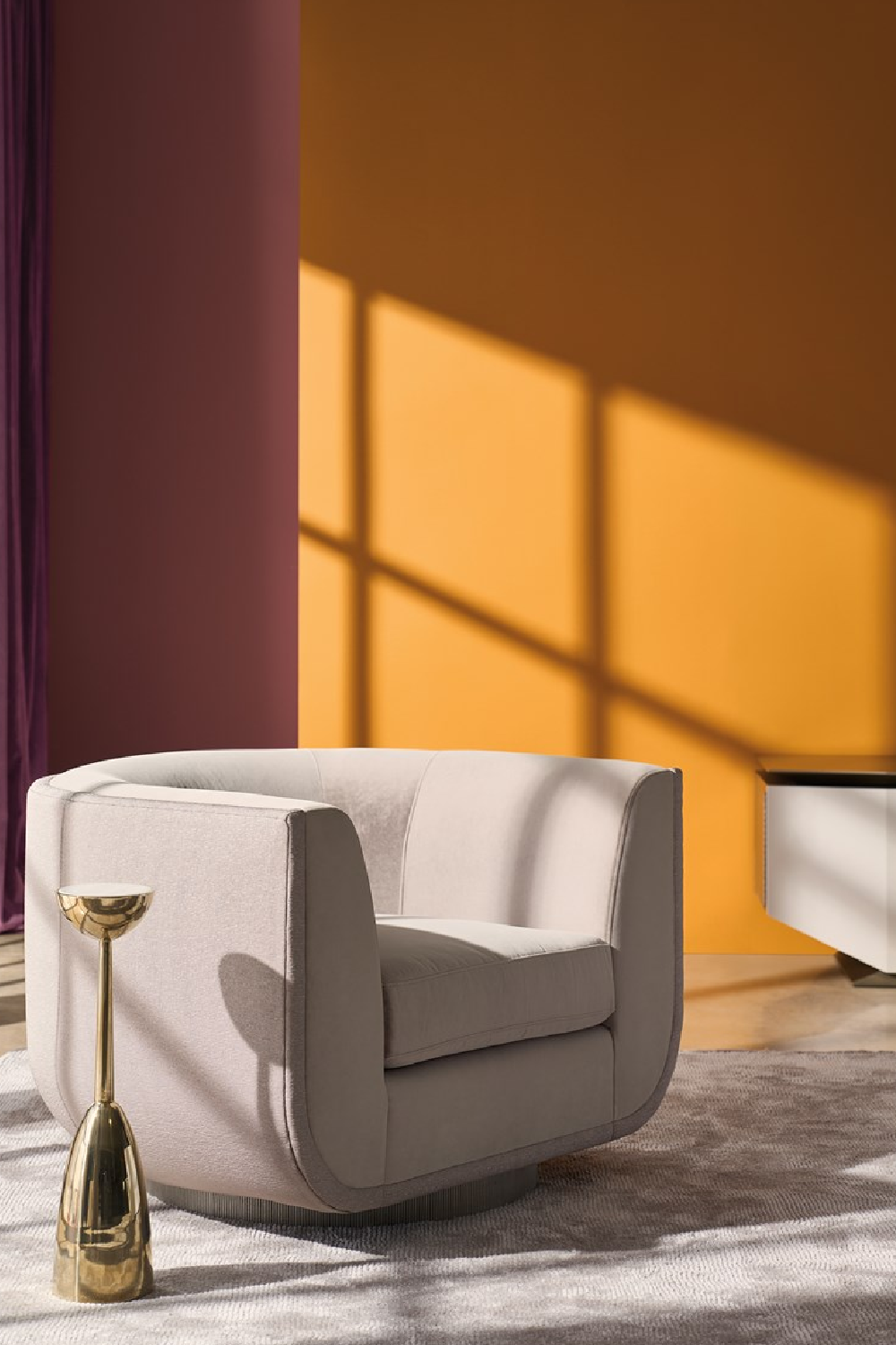   Taupe Velvet Swivel Lounge Chair | Oroa.com