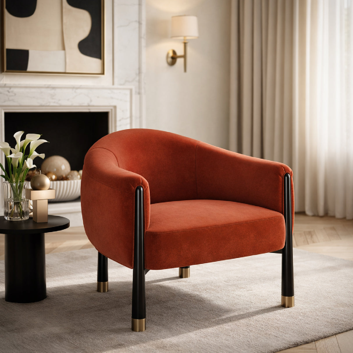   Velvet Curved Accent Chair | Oroa.com