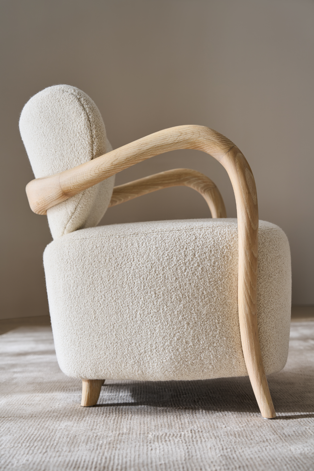  Concave Back Boucle Accent Chair | Oroa.com