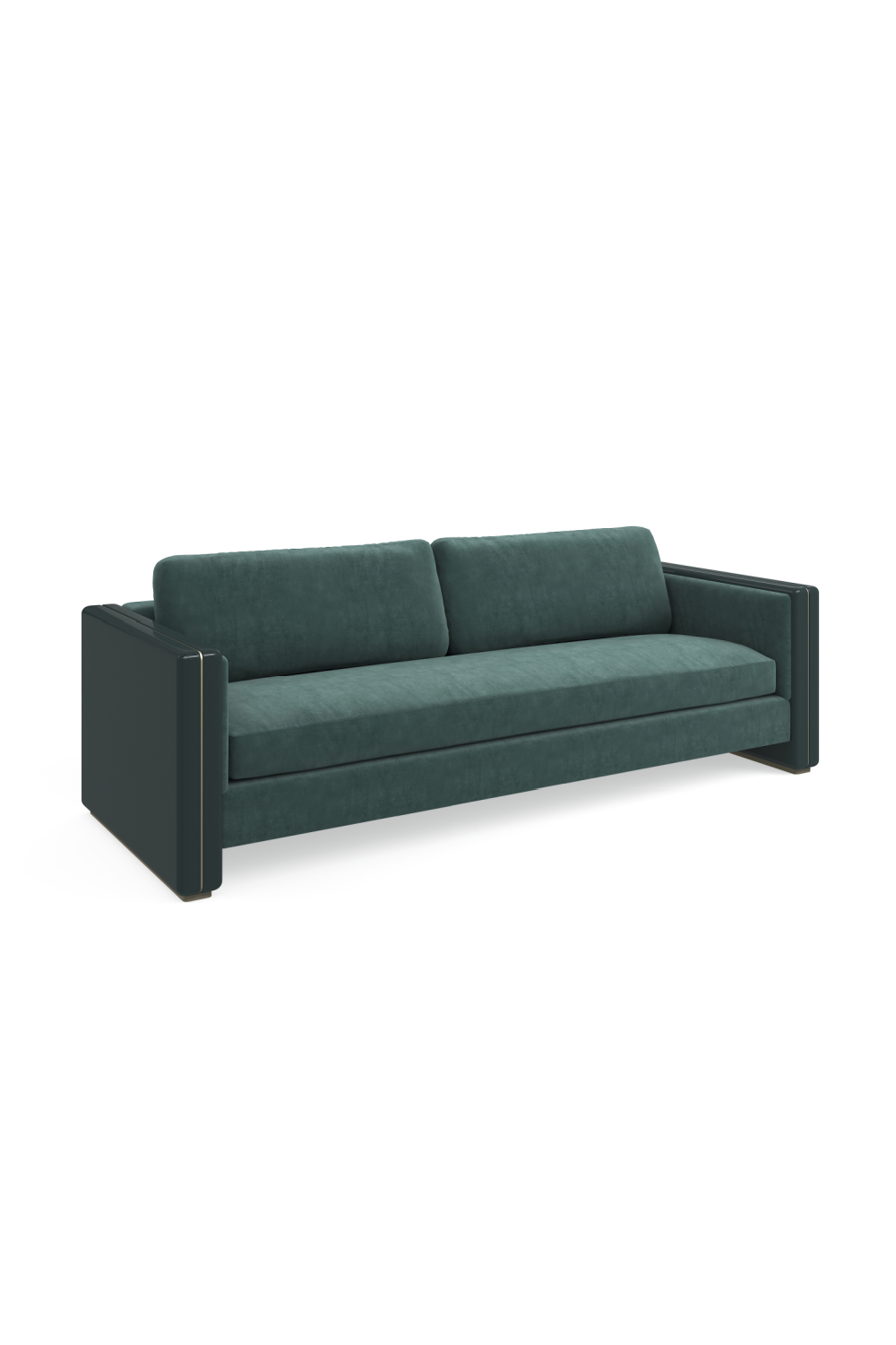   Green Velvet Square-Armed Sofa | Oroa.com