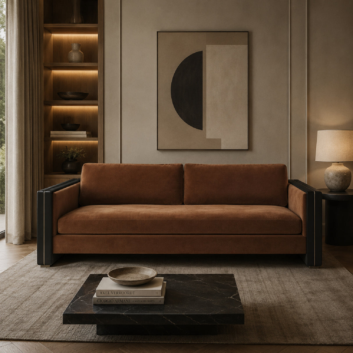   Brown Upholstered Sofa | Oroa.com