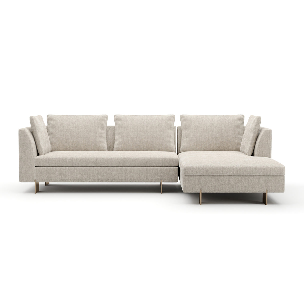   White Chenille Sofa with Chaise | Oroa.com