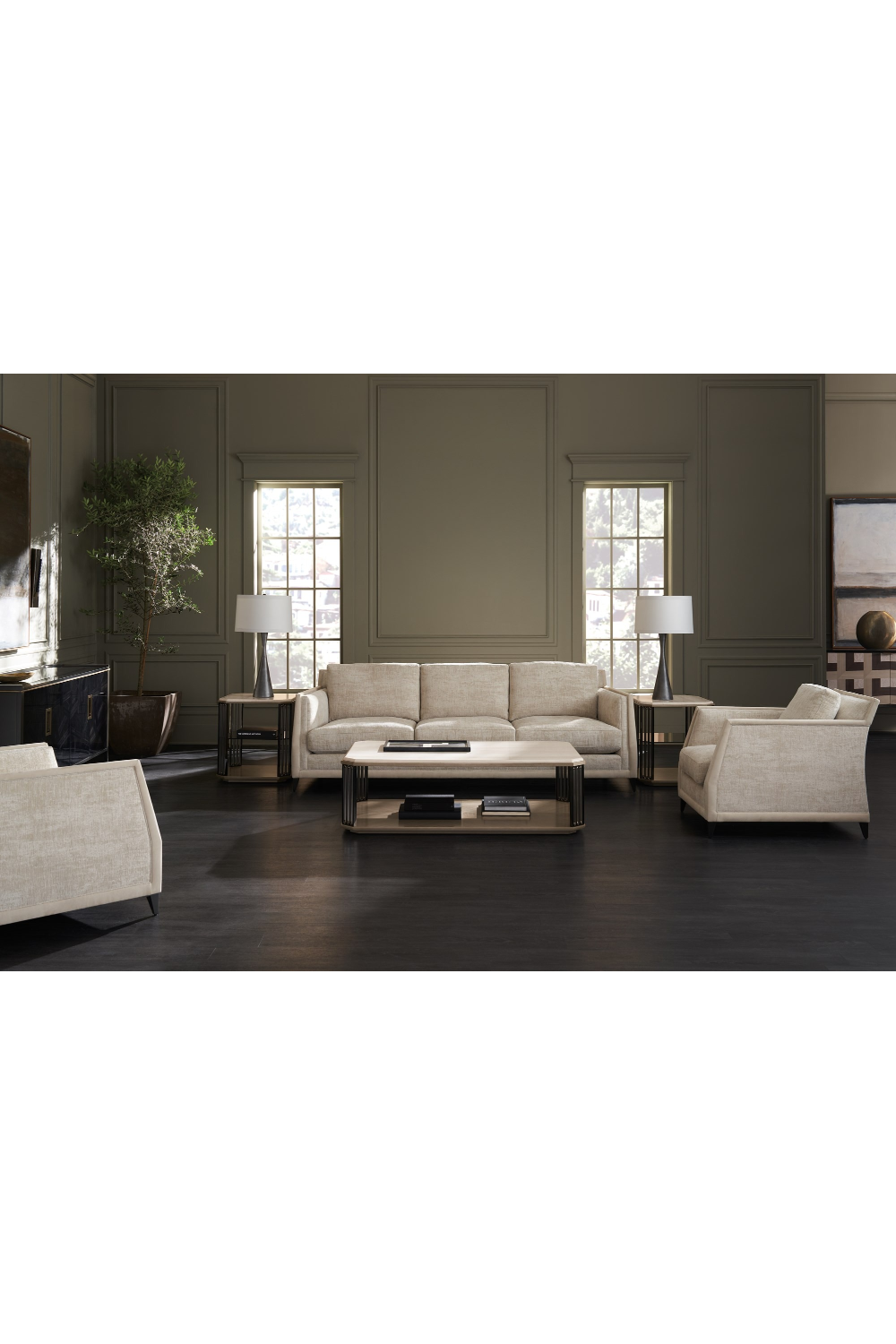   Beige Chenille Lounge Chair | Oroa.com