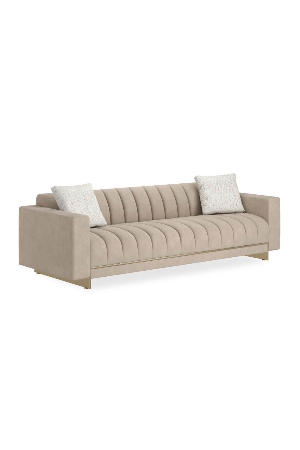   Cream Channel-Tufted Sofa | Oroa.com