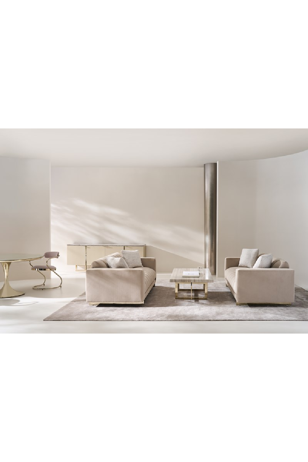   Cream Channel-Tufted Sofa | Oroa.com
