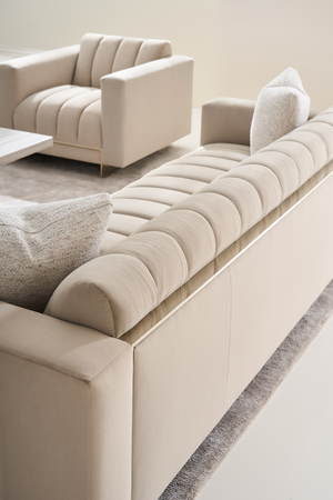   Cream Channeled Lounge Chair | Oroa.com