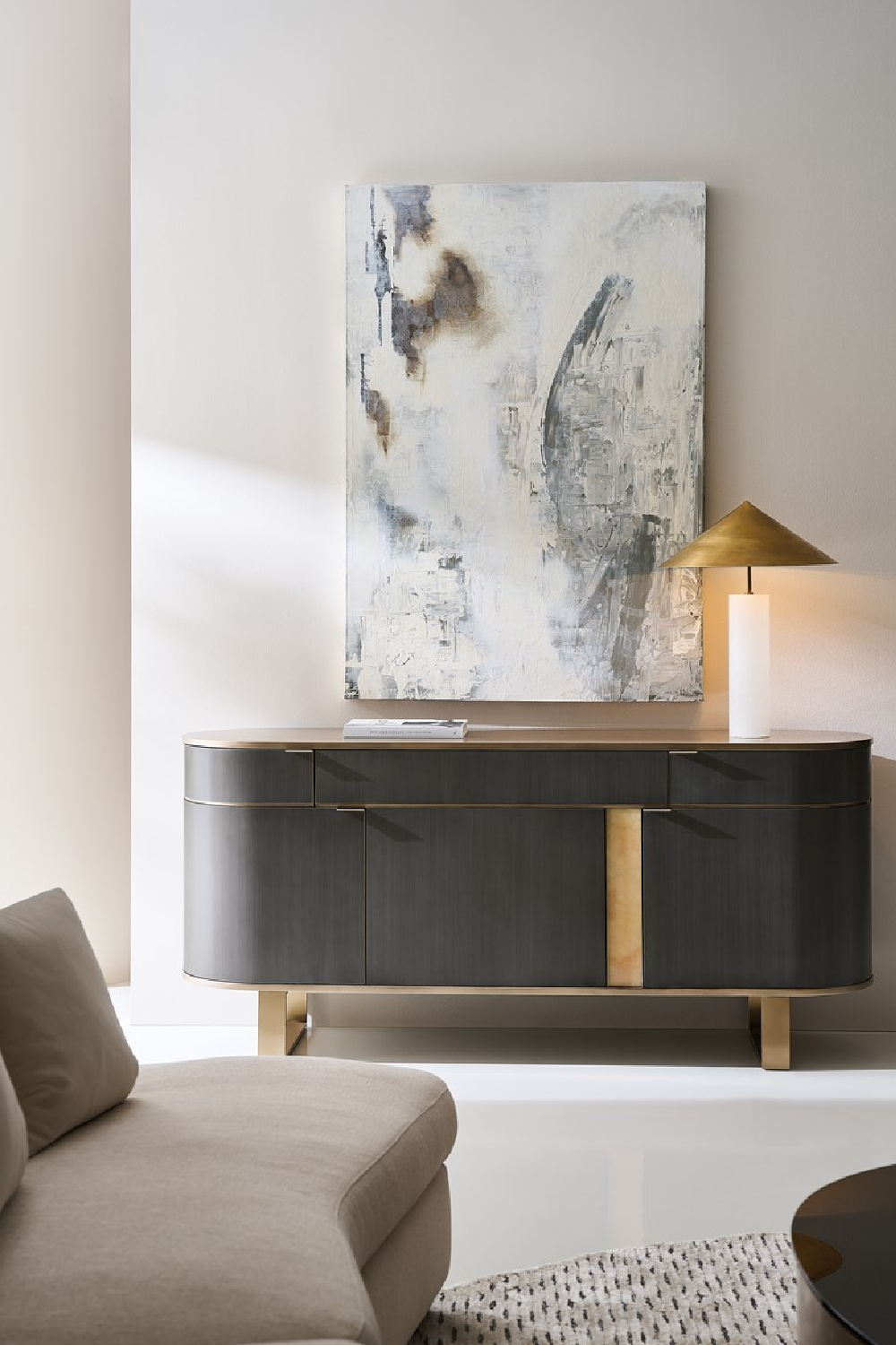   Ivory Linen Sectional Chair | Oroa.com