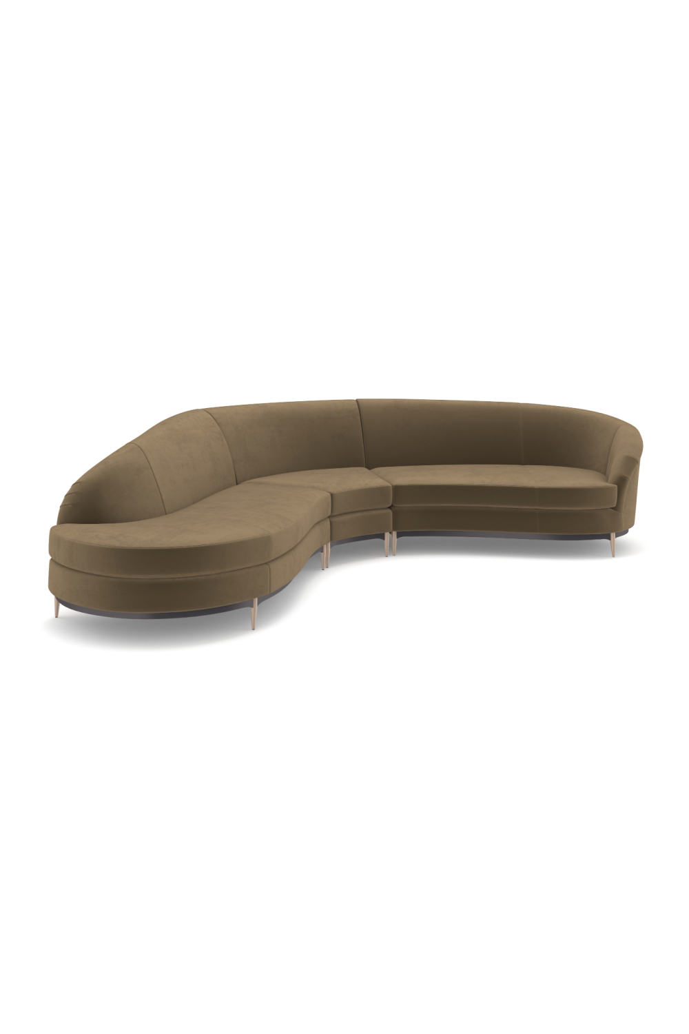   Velvet Curved 3-Piece Sectional Sofa | Oroa.com