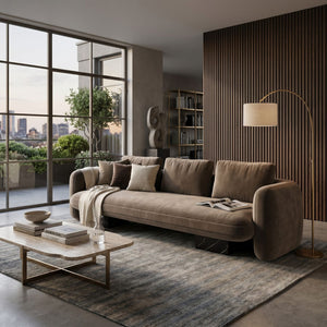   Taupe Velvet Sofa | Oroa.com